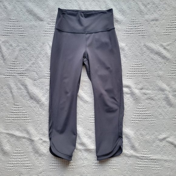 Lululemon Revitalize Athletic Activewear Sport Mesh Legging Crop (21") Blue Tied - Picture 2 of 11
